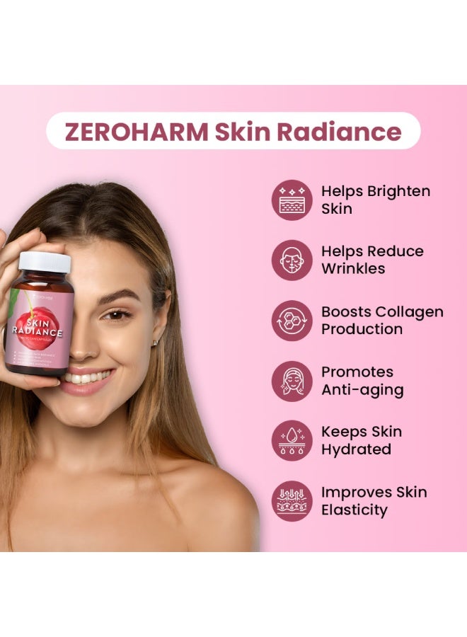 ZEROHARM Skin Radiance Supplement | L-Glutathione, Acerola Cherry (Vitamin C), Biotin & Vitamin E | 60 Capsules - Image 3